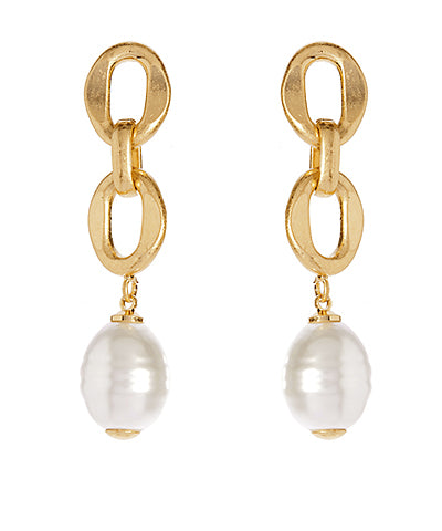 Chain & Pearl Drop Earring