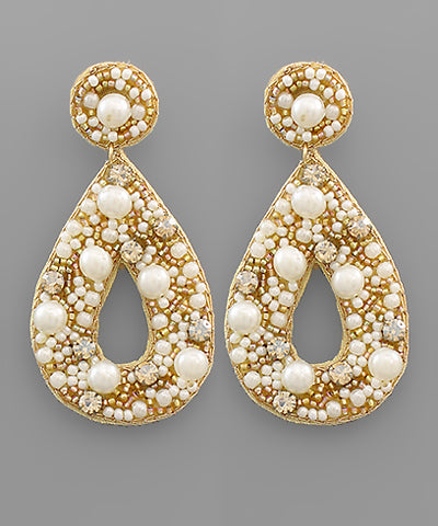 Pearl & Beaded Teardrop Earrings