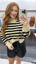 Load image into Gallery viewer, Lindsey Striped Turtleneck Sweater-Taupe
