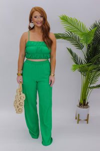 Keeping It Sunny Crop Top- Kelly Green