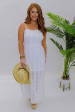 Load image into Gallery viewer, Romantic Vacay Crocket Midi Dress- White
