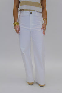 Into You High-Waist Straight Wide Pants- White