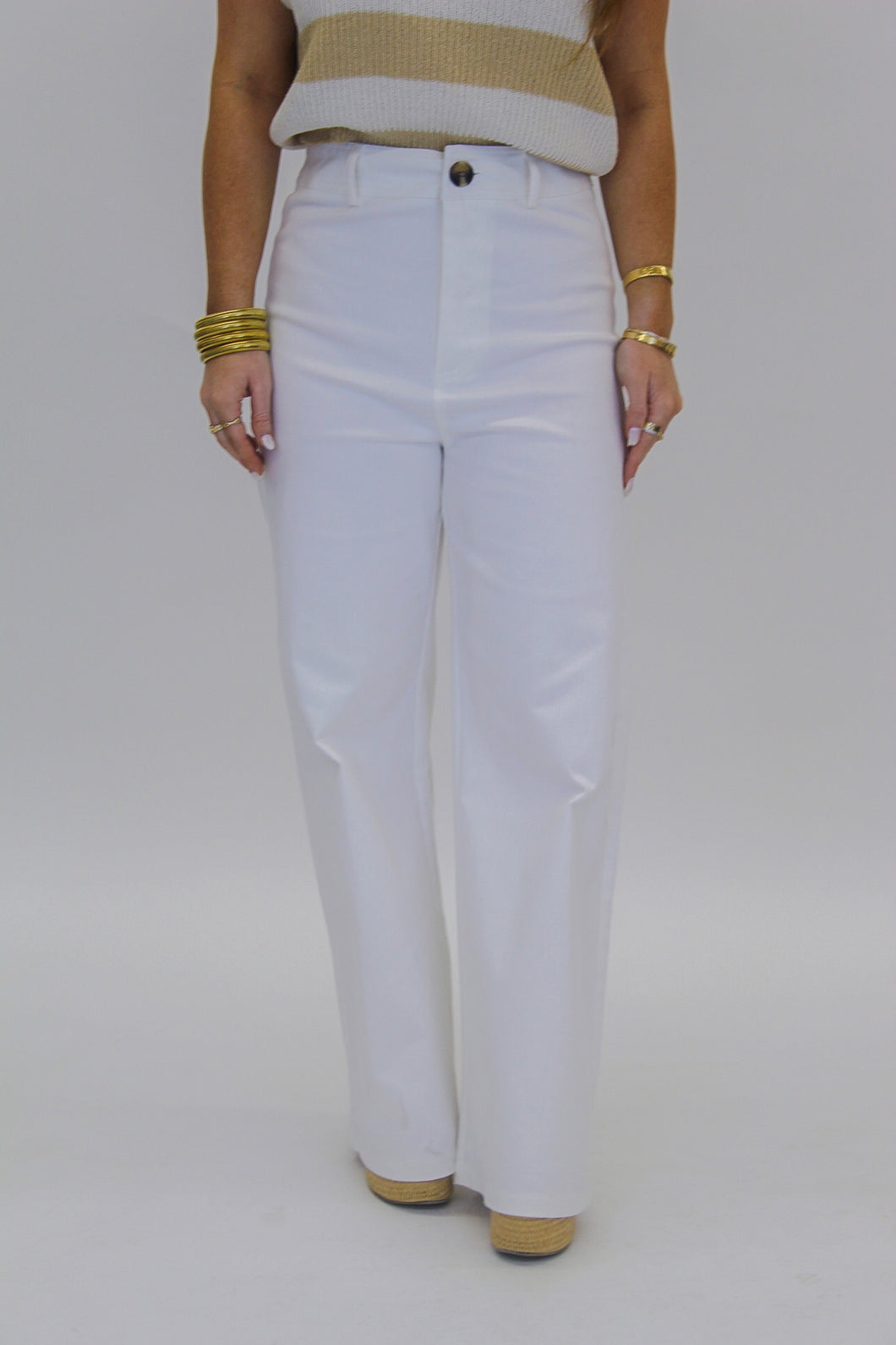 Into You High-Waist Straight Wide Pants- White