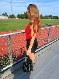 For the Win Sleeveless Knit Top-Red