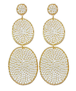 Beaded 3 Ovals Drop Earrings