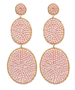 Beaded 3 Ovals Drop Earrings