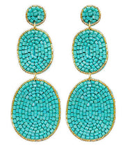 Load image into Gallery viewer, Beaded 3 Ovals Drop Earrings
