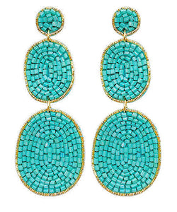 Beaded 3 Ovals Drop Earrings