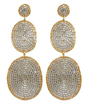 Load image into Gallery viewer, Beaded 3 Ovals Drop Earrings
