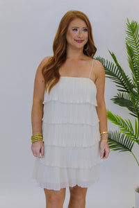 Lover Day Pleated Dress Cream