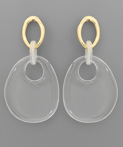 Lucite Teardrop Dangle Earrings