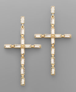 Diamond Studded Cross Earrings