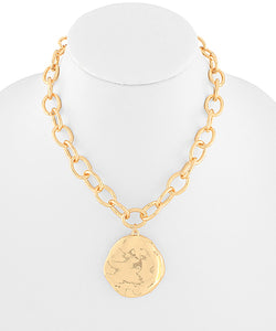 Hammered Disk Chain Necklace