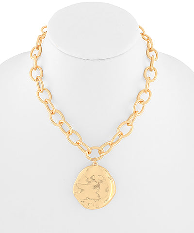 Hammered Disk Chain Necklace