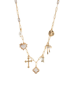 Pearl &Cross Multi Charm Necklace