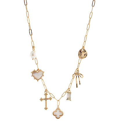 Pearl &Cross Multi Charm Necklace