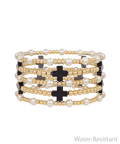 Set Cross Pearl Bracelets