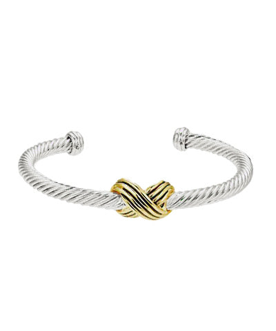 Layered X Cable Cuff Bracelet