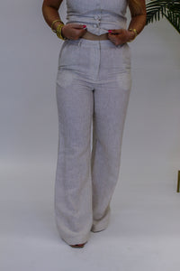 Isabelle Linen Pant Set- Khaki