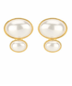 2 Pearl Oval Earrings