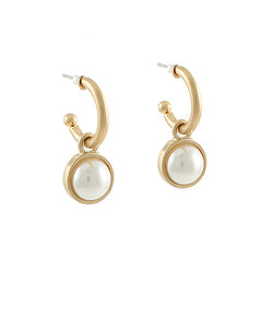 Pearl Dangling Metal Hoops