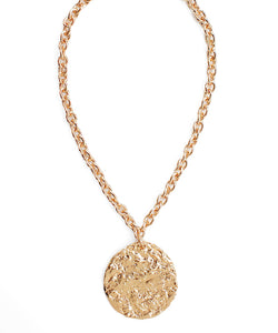 Textured Round Pendant Necklace