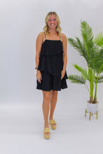 Load image into Gallery viewer, Carly Pleated Tiered Dress- Black
