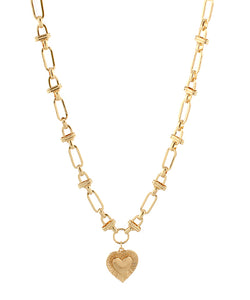 Textured Heart Pendant Toggle Necklace