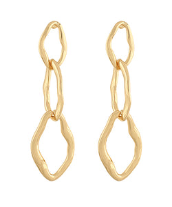 Linear & Textured Oval Long Earrings