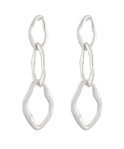 Linear & Textured Oval Long Earrings