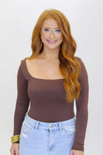 Load image into Gallery viewer, Blakey Square Neck Bodysuit- Coffee Bean
