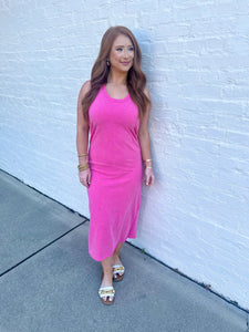 Summer Time Sleeveless Midi Dress-Raspberry