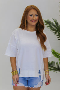 Landry Round Neck Tee- White