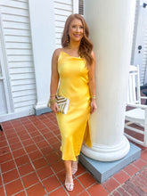 Load image into Gallery viewer, Brighten Your Day Satin Midi Dress- Yellow
