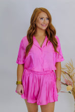 Load image into Gallery viewer, Exceptional Cropped Button Down Shirt- Pink
