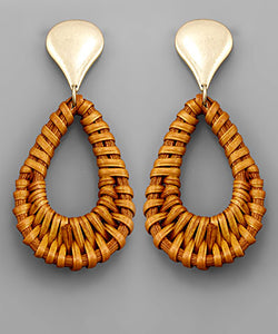 Rattan Teardrop Dangle Earrings