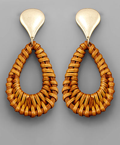 Rattan Teardrop Dangle Earrings