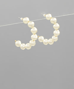 Pearl Beaded Open Hoops