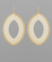 Load image into Gallery viewer, Wrapped Raffia Oval &amp; Beads Earrings
