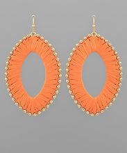 Load image into Gallery viewer, Wrapped Raffia Oval &amp; Beads Earrings
