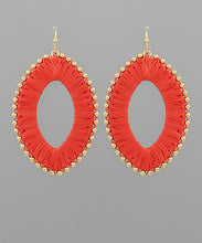 Load image into Gallery viewer, Wrapped Raffia Oval &amp; Beads Earrings
