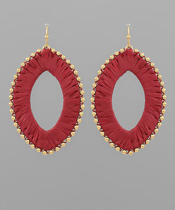 Wrapped Raffia Oval &amp; Beads Earrings