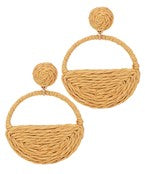 Load image into Gallery viewer, Half Wrapped Raffia Circle Earrings
