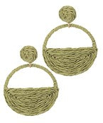 Load image into Gallery viewer, Half Wrapped Raffia Circle Earrings
