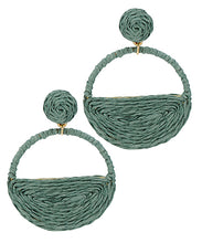 Load image into Gallery viewer, Half Wrapped Raffia Circle Earrings
