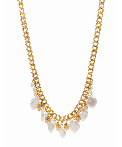 Pearl & Curb Curb Chain Necklace