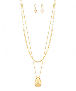 Layered Dome Teardrop Necklace Set