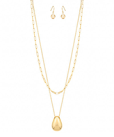 Layered Dome Teardrop Necklace Set