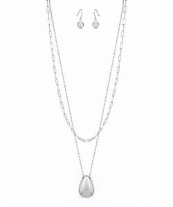 Layered Dome Teardrop Necklace Set