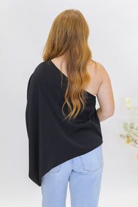 Longtime One Shoulder Blouse- Black